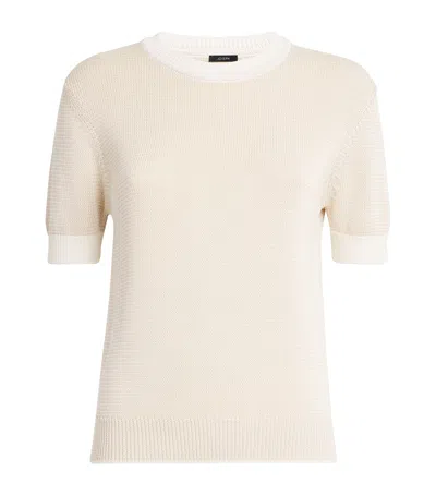 Joseph Cotton Micro-stripe Knitted T-shirt In Gray