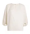 Joseph Cotton Sateen Godin Blouse In White