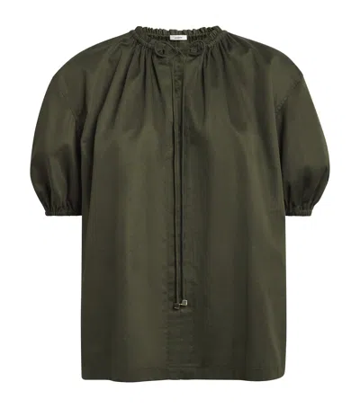 Joseph Cotton Sateen Nador Blouse In Green