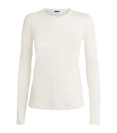 Joseph Cotton-silk Long-sleeve T-shirt In White