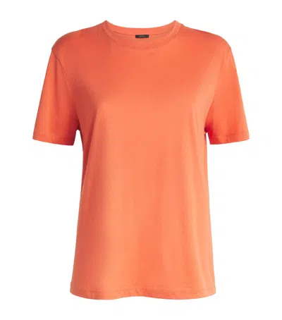 Joseph Cotton-silk T-shirt In Orange