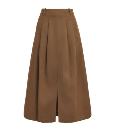 Joseph Cotton-linen Kharis Midi Skirt In Brown