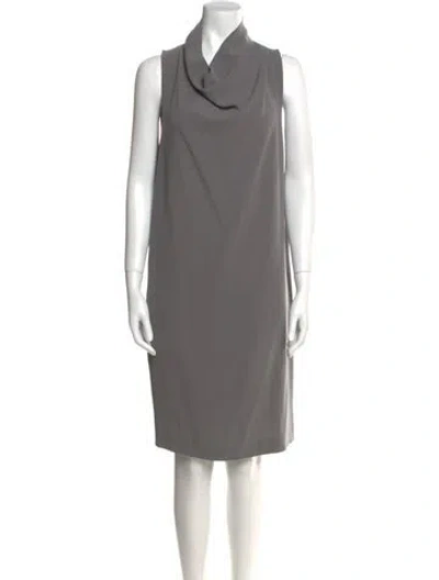 Pre-owned Joseph Cowl Neck Midi Length Dress In Gray