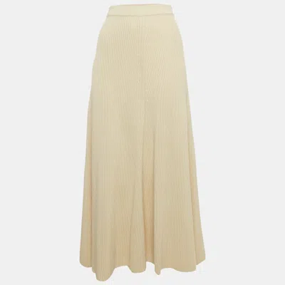Pre-owned Joseph Cream Rib Knit Flared Midi Skirt M