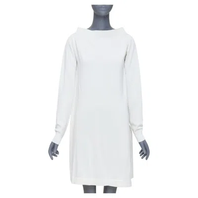 Pre-owned Joseph Cream Viscose Blend Hi Bateau Neck Raglan Sack Dress Fr34 Xs In White