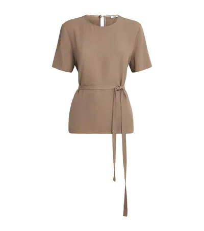 Joseph Crepe Atheris Blouse In Brown