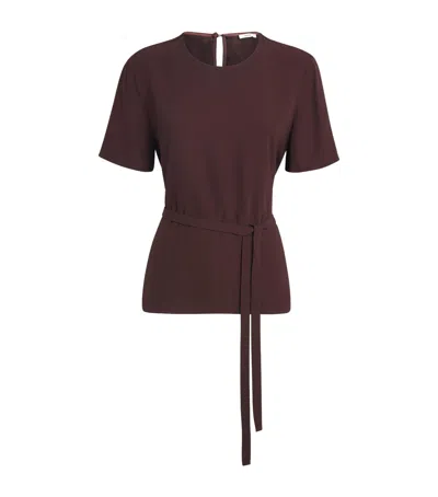 Joseph Crepe Atheris T-shirt Blouse In Brown