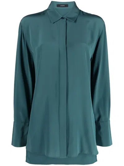 Joseph Crepe De Soie Silk Blouse In Green