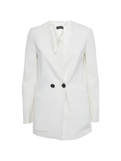 Pre-owned Joseph Crepe Double-breasted Blazer In White