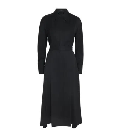 Joseph Crepe Orlan Midi Shirt Dress In Black