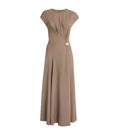 Joseph Crepe Taipan Maxi Dress In Brown