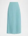 Joseph Crete Straight Pleated Midi Skirt In Blue