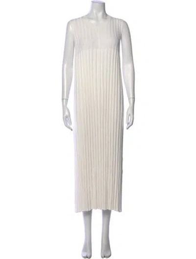 Pre-owned Joseph Crew Neck Long Dress In White