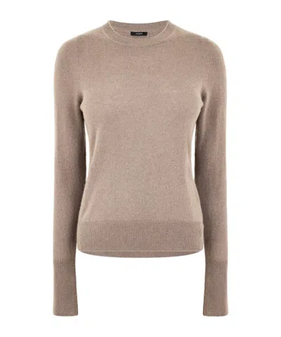 Joseph Crew Neck Long Sleeve Sweater In Brown
