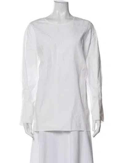 Pre-owned Joseph Crew Neck Long Sleeve Top In White