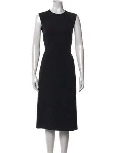 Pre-owned Joseph Crew Neck Midi Length Dress In Black
