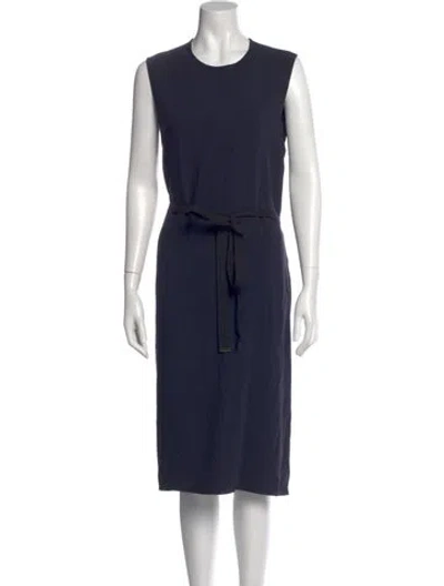 Pre-owned Joseph Crew Neck Midi Length Dress In Blue