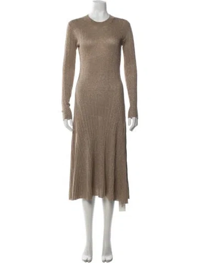 Pre-owned Joseph Crew Neck Midi Length Dress In Gold
