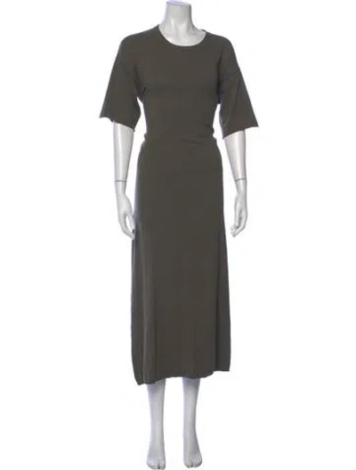 Pre-owned Joseph Crew Neck Midi Length Dress In Green