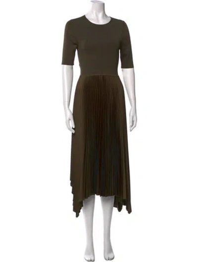 Pre-owned Joseph Crew Neck Midi Length Dress In Green