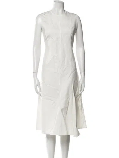 Pre-owned Joseph Crew Neck Midi Length Dress In White