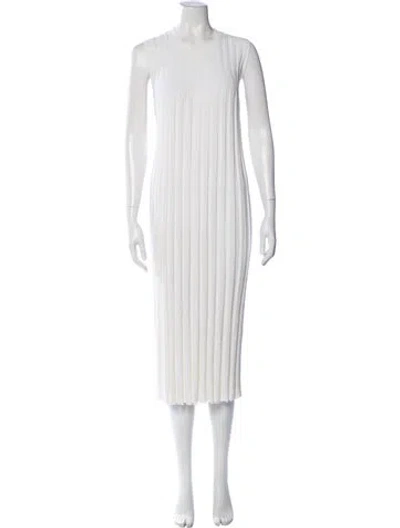 Pre-owned Joseph Crew Neck Midi Length Dress In White