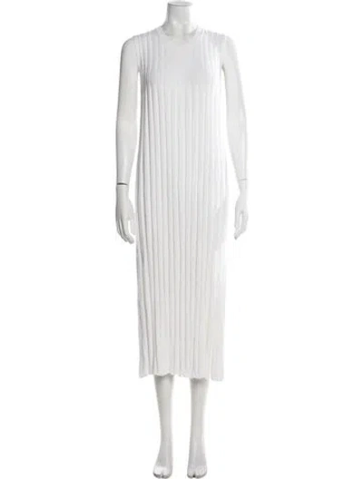 Pre-owned Joseph Crew Neck Midi Length Dress In White