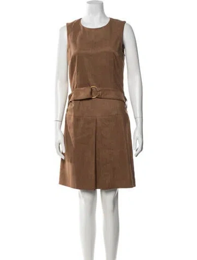 Pre-owned Joseph Crew Neck Mini Dress In Brown
