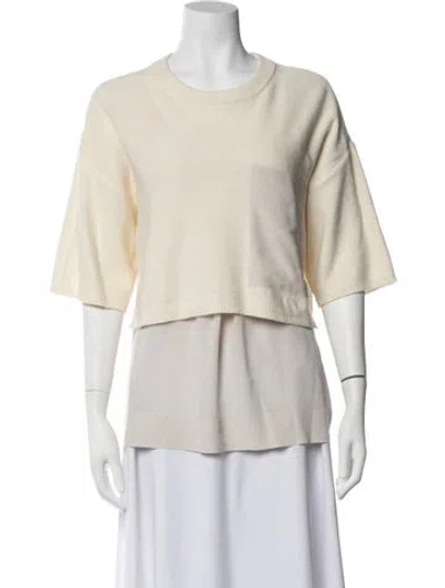 Pre-owned Joseph Crew Neck Three-quarter Sleeve Top In Neutrals