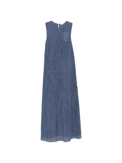 Joseph Crinkled Sleeveless Maxi Dress In Blue