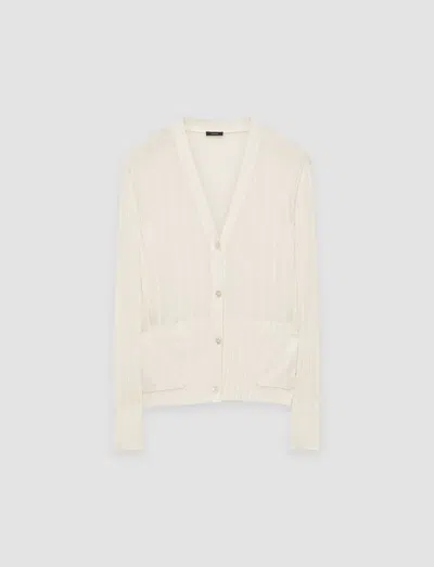 Joseph Crisp Rayon Knitted Cardigan In Ivory