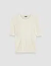 Joseph Womens Ivory Crisp Ribbed Knitted Top In Ivory