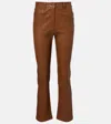Joseph Cropped Leather Bootcut Pants In Brown