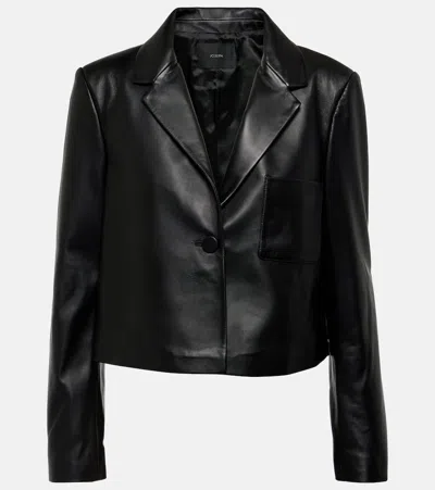 Joseph Cropped Leather Jacket In Black