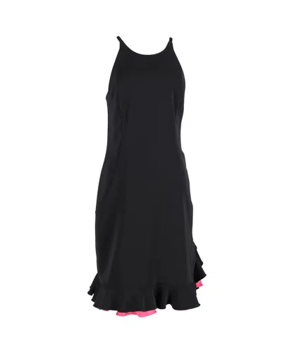Joseph Cross-back Two-tone Hem Dress In Black Silk