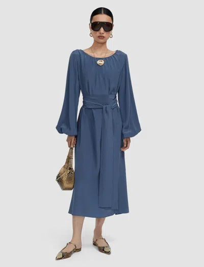 Joseph Cupid Crepe De Soie Silk Dress In Blue
