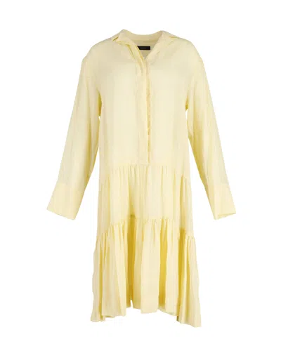 Joseph Dan Tiered Shirt Dress In Custard Yellow Ramie