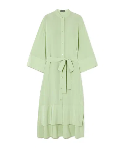 Joseph Darious Belted Pleated Silk-crepe Midi Dress In Green