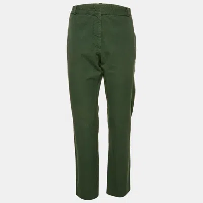 Pre-owned Joseph Dark Green Gabardine Zoom Straight Leg Trousers L