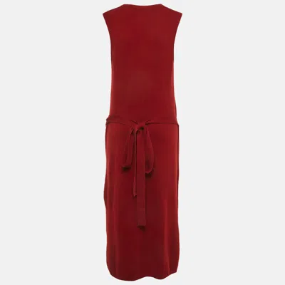 Pre-owned Joseph Dark Red Cashmere Wrap Tank Midi Dress L