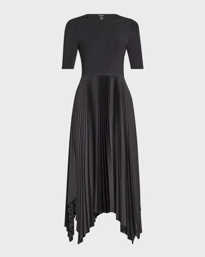 Joseph Darno Pleated Handkerchief Midi Dress In Black
