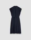 Joseph Womens Navy Davidge Plissé Woven Midi Dress In Navy