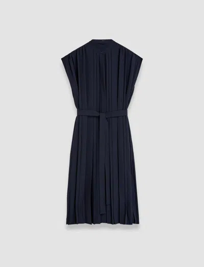 Joseph Womens Navy Davidge Plissé Woven Midi Dress