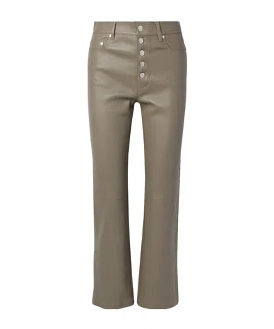 Joseph Den Cropped Leather Straight-leg Pants In Brown