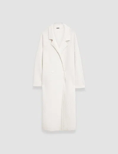 Joseph Diagonal Knit Coat In Ivory