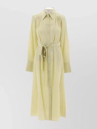 Joseph Diane Pleated Midi Dress With Tie Waist In Yellow