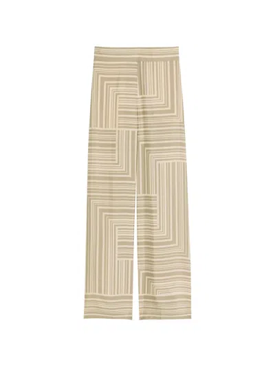 Joseph Geometric-print Silk Trousers In Brown