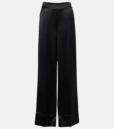 Joseph Dijon Satin Wide-leg Pants In Black