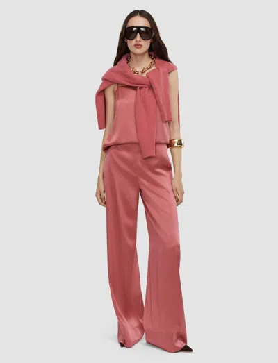 Joseph Dijon Silk Satin Trousers In Red
