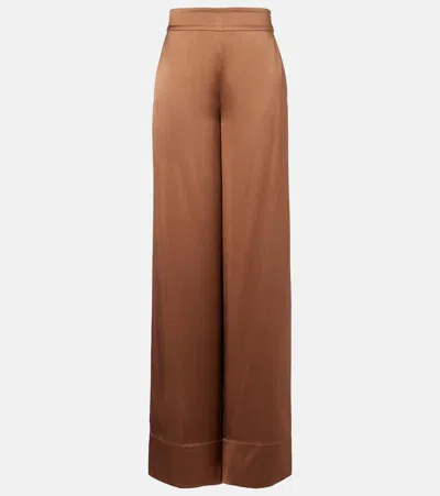 Joseph Dijon Silk Satin Wide-leg Pants In Multi
